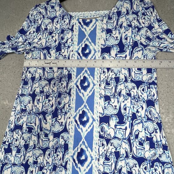 Lilly Pulitzer Dress Womens Medium Blue/White Ophelia Dress Get Trunky Pattern - Picture 6 of 13